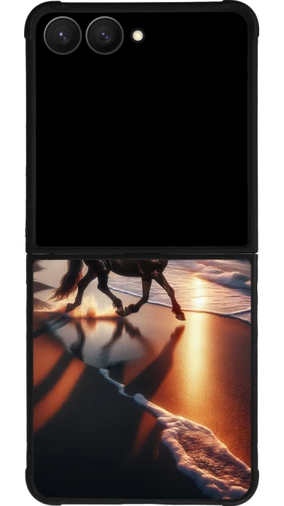 Samsung Galaxy Z Flip7 Case Hülle - Silikon schwarz Pferd majestätisch Strand