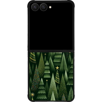 Coque Samsung Galaxy Z Flip7 - Silicone rigide noir Christmas 25 Pattern Xmas Tree