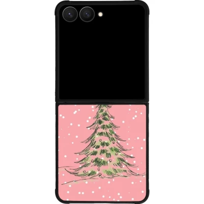 Coque Samsung Galaxy Z Flip7 - Silicone rigide noir Christmas 25 Pink Tree