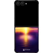 Samsung Galaxy Z Flip7 Case Hülle - Silikon schwarz Sonnenuntergang gelb violett