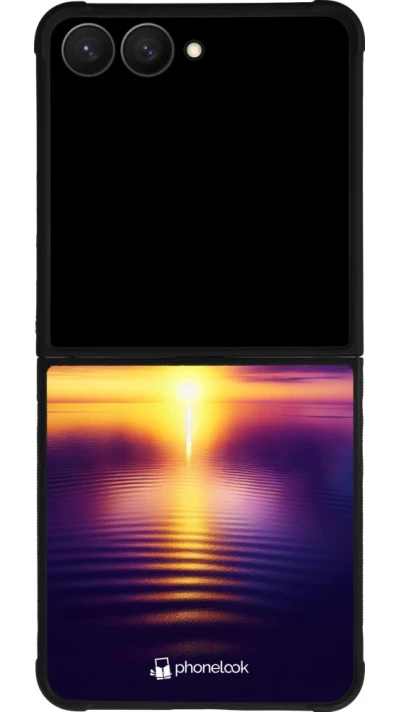 Samsung Galaxy Z Flip7 Case Hülle - Silikon schwarz Sonnenuntergang gelb violett