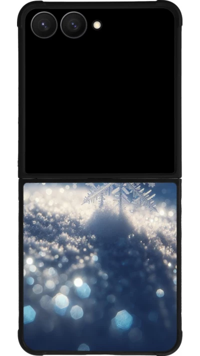 Samsung Galaxy Z Flip7 Case Hülle - Silikon schwarz Schneeflocke Solar Glanz