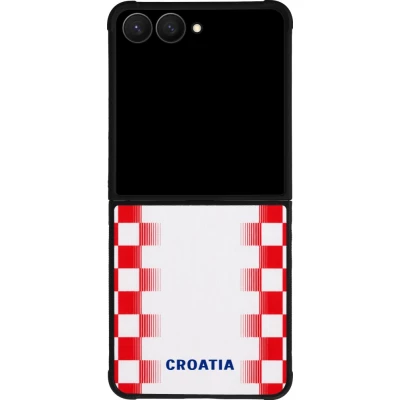 Coque Samsung Galaxy Z Flip7 - Silicone rigide noir Maillot de football Croatie 2026 personnalisable