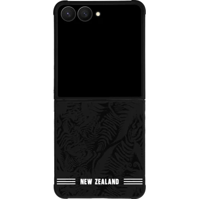Coque Samsung Galaxy Z Flip7 - Silicone rigide noir Maillot de football Nouvelle-Zélande 2026 personnalisable