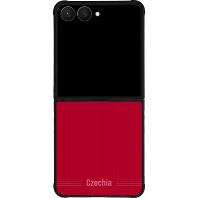 Coque Samsung Galaxy Z Flip7 - Silicone rigide noir Maillot de football Répuplique Tchèque 2026 personnalisable