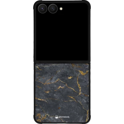 Samsung Galaxy Z Flip7 Case Hülle - Silikon schwarz Grey Gold Marble