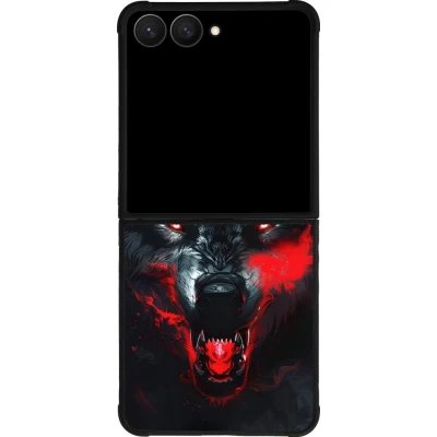 Coque Samsung Galaxy Z Flip7 - Silicone rigide noir Halloween 2024 mad werewolf