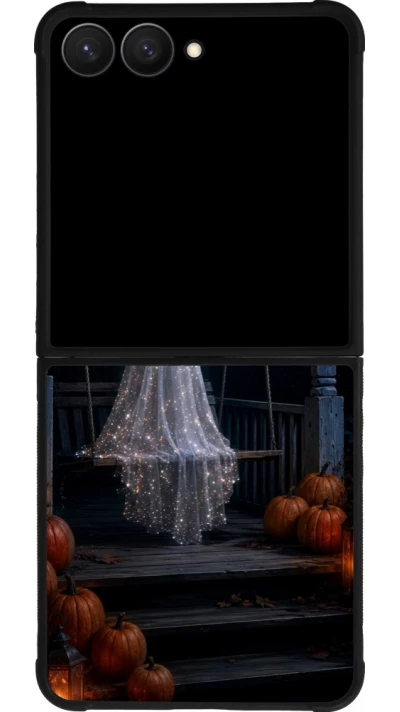 Coque Samsung Galaxy Z Flip7 - Silicone rigide noir Halloween 2026 Ghost on a swing