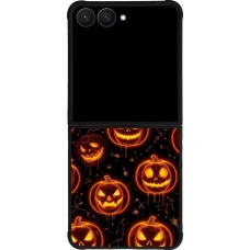 Coque Samsung Galaxy Z Flip7 - Silicone rigide noir Halloween 2026 Pattern Pumpkins