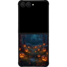 Coque Samsung Galaxy Z Flip7 - Silicone rigide noir Halloween 2026 Road of Pumpkins