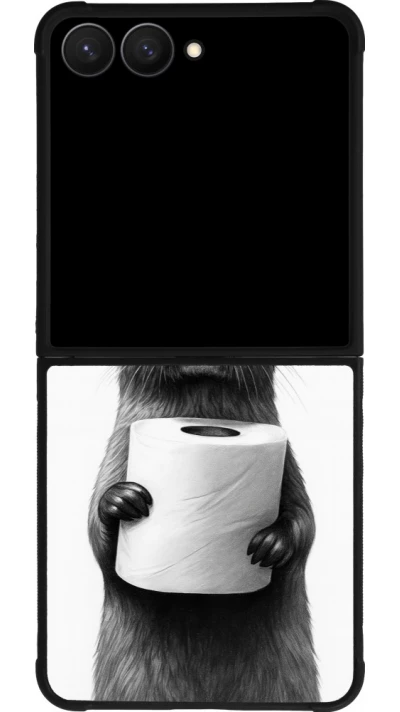 Samsung Galaxy Z Flip7 Case Hülle - Silikon schwarz Otter Toilettenpapier