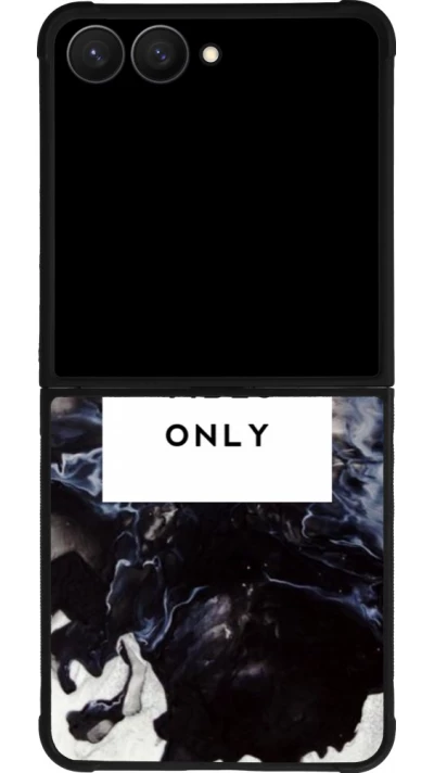 Samsung Galaxy Z Flip7 Case Hülle - Silikon schwarz Marble Good Vibes Only