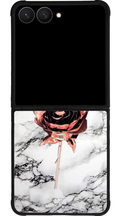 Samsung Galaxy Z Flip7 Case Hülle - Silikon schwarz Marble Rose Gold