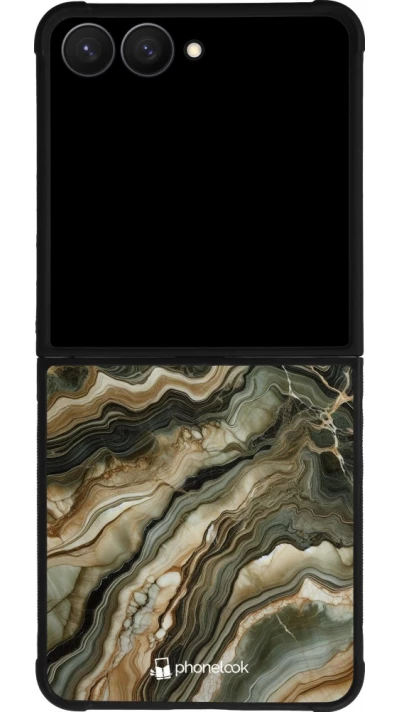 Samsung Galaxy Z Flip7 Case Hülle - Silikon schwarz Oliv Marmor