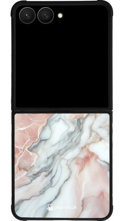 Samsung Galaxy Z Flip7 Case Hülle - Silikon schwarz Rosa Leuchtender Marmor