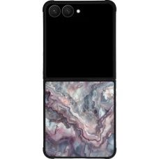 Samsung Galaxy Z Flip7 Case Hülle - Silikon schwarz Violetter silberner Marmor
