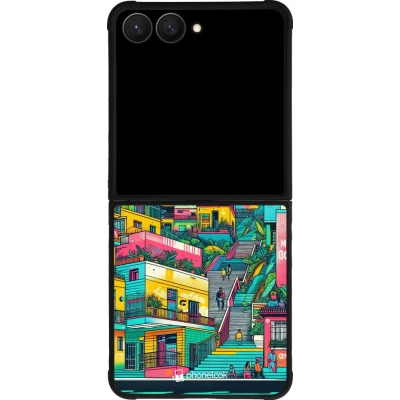 Coque Samsung Galaxy Z Flip7 - Silicone rigide noir Medellin Comuna 13 Art