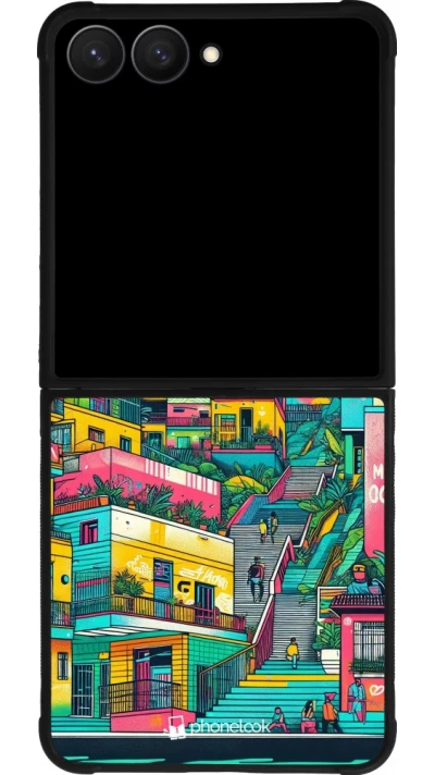 Samsung Galaxy Z Flip7 Case Hülle - Silikon schwarz Medellin Comuna 13 Kunst