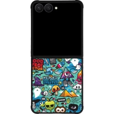 Samsung Galaxy Z Flip7 Case Hülle - Silikon schwarz Mixed Cartoons Turquoise