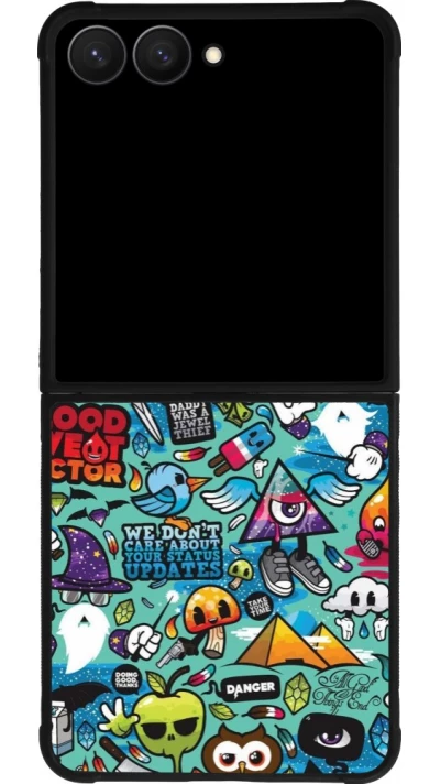 Samsung Galaxy Z Flip7 Case Hülle - Silikon schwarz Mixed Cartoons Turquoise