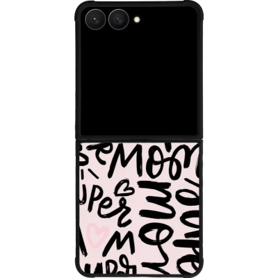 Coque Samsung Galaxy Z Flip7 - Silicone rigide noir Mom 2024 Super mom