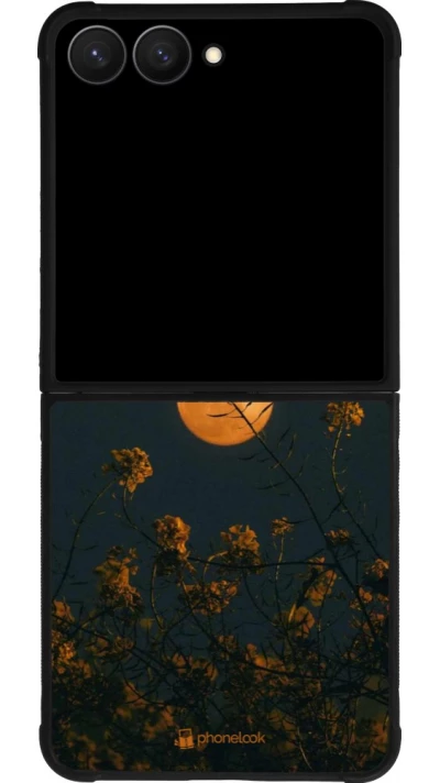 Samsung Galaxy Z Flip7 Case Hülle - Silikon schwarz Moon Flowers