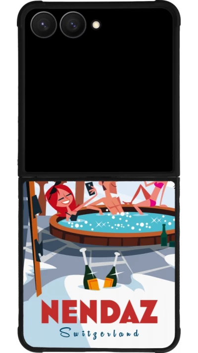 Samsung Galaxy Z Flip7 Case Hülle - Silikon schwarz Nendaz Mountain Jacuzzi