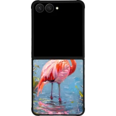 Coque Samsung Galaxy Z Flip7 - Silicone rigide noir Paint Flamingo
