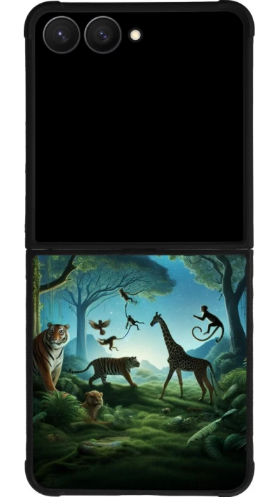 Samsung Galaxy Z Flip7 Case Hülle - Silikon schwarz Paradies der exotischen Tiere