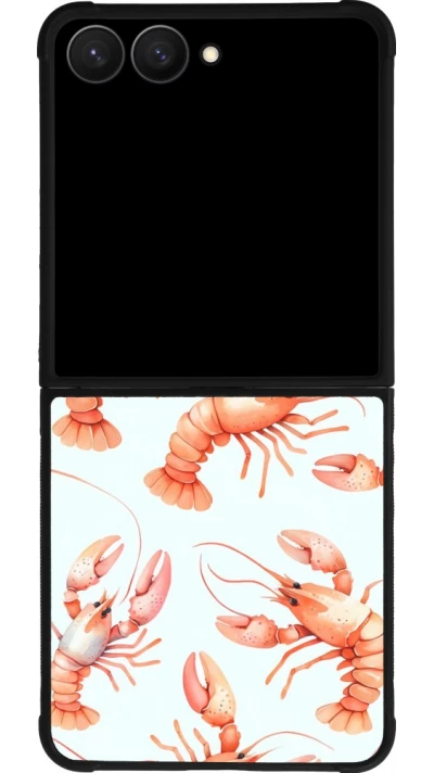 Samsung Galaxy Z Flip7 Case Hülle - Silikon schwarz Muster von pastellfarbenen Hummern
