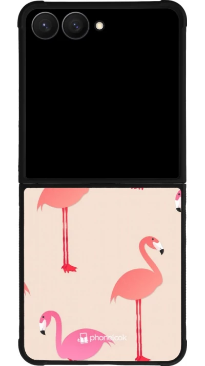 Samsung Galaxy Z Flip7 Case Hülle - Silikon schwarz Pink Flamingos Pattern
