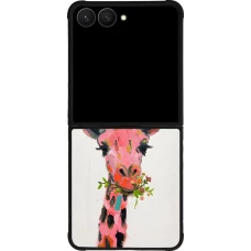 Samsung Galaxy Z Flip7 Case Hülle - Silikon schwarz Pink Girafe Paint