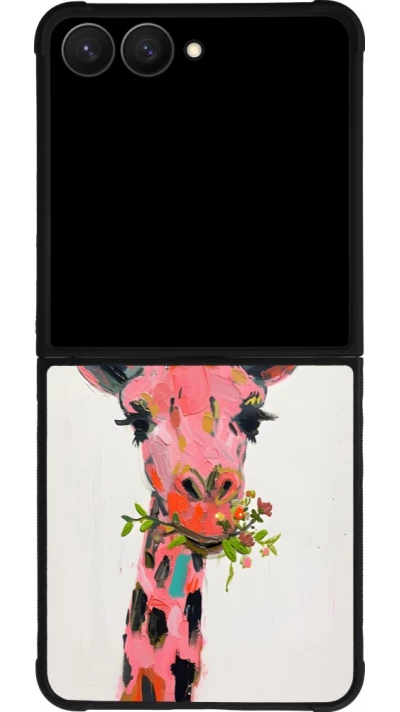 Samsung Galaxy Z Flip7 Case Hülle - Silikon schwarz Pink Girafe Paint