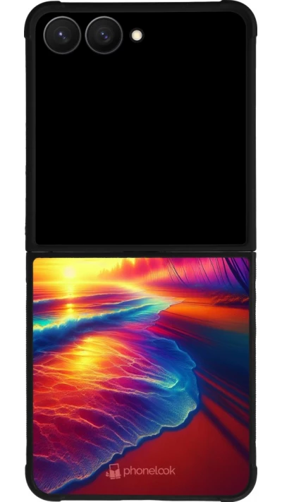 Samsung Galaxy Z Flip7 Case Hülle - Silikon schwarz Strand Sonnenuntergang auffällig