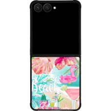 Coque Samsung Galaxy Z Flip7 - Silicone rigide noir Preppy Collage Aloha