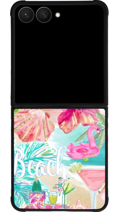 Samsung Galaxy Z Flip7 Case Hülle - Silikon schwarz Preppy Collage Aloha
