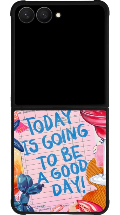 Samsung Galaxy Z Flip7 Case Hülle - Silikon schwarz Preppy Today is Going to be a good day