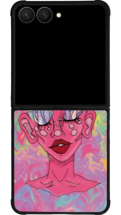 Samsung Galaxy Z Flip7 Case Hülle - Silikon schwarz Psychedelic pink mushroom