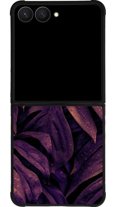 Samsung Galaxy Z Flip7 Case Hülle - Silikon schwarz Purple Light Leaves