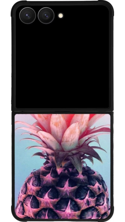 Samsung Galaxy Z Flip7 Case Hülle - Silikon schwarz Purple Pink Pineapple