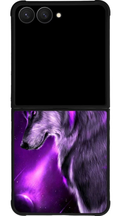 Samsung Galaxy Z Flip7 Case Hülle - Silikon schwarz Purple Sky Wolf