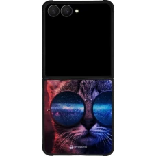 Coque Samsung Galaxy Z Flip7 - Silicone rigide noir Red Blue Cat Glasses