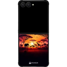Coque Samsung Galaxy Z Flip7 - Silicone rigide noir Safari sunset wildlife