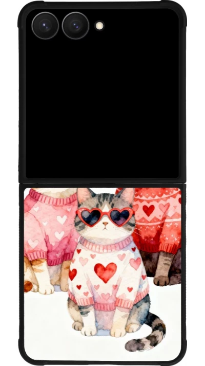 Samsung Galaxy Z Flip7 Case Hülle - Silikon schwarz Saint Valentines Day 26 Cat Love