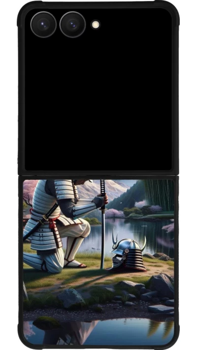Samsung Galaxy Z Flip7 Case Hülle - Silikon schwarz Samurai Katana Mond
