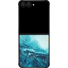 Coque Samsung Galaxy Z Flip7 - Silicone rigide noir Sea Foam Blue