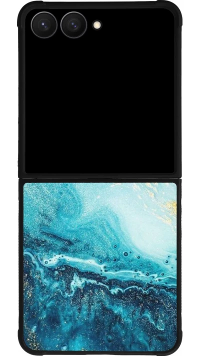 Samsung Galaxy Z Flip7 Case Hülle - Silikon schwarz Sea Foam Blue