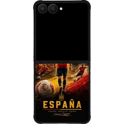 Coque Samsung Galaxy Z Flip7 - Silicone rigide noir Football Espagne splash 2026