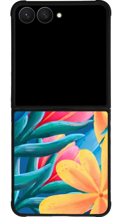 Samsung Galaxy Z Flip7 Case Hülle - Silikon schwarz Spring 23 colorful flowers