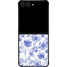 Coque Samsung Galaxy Z Flip7 - Silicone rigide noir Spring 23 watercolor blue flowers